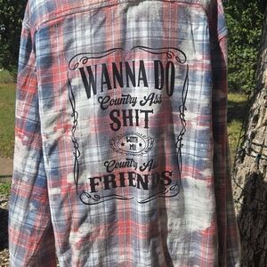 Plaid Graphic Shirt with Country Print